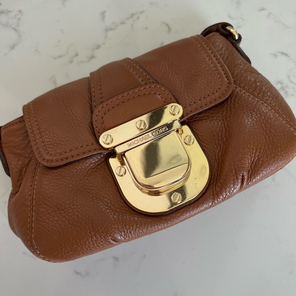 Michael Kors Chestnut Brown Crossbody Purse Gold Hardware